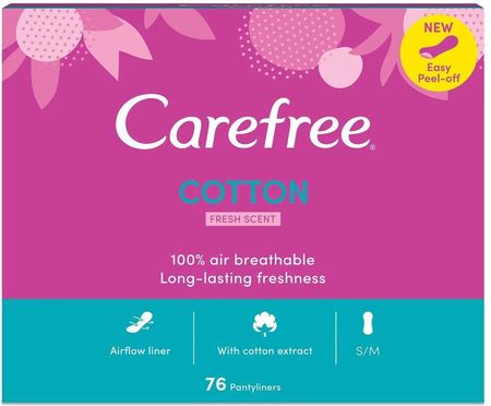 Carefree Cotton Wkładki Higieniczne Świeży Zapach 76 szt.