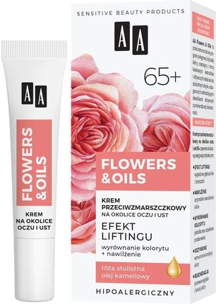 Aa Flowers&Oils 65+ Efekt Liftingu Krem Przeciwzmarszczkowy Na Okolice Oczu I Ust 15 ml