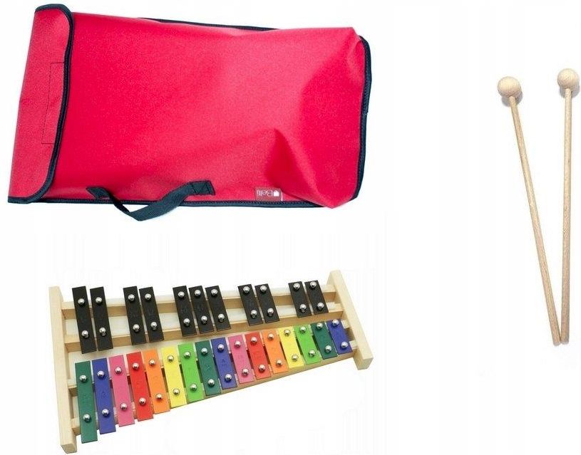 Dzwonki Chromatyczne Mat Max 27tonowe kolorowe z pokrowcem czerwony