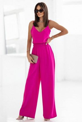 Eleganckie spodnie palazzo z gumką w pasie (Różowy, XS/S)