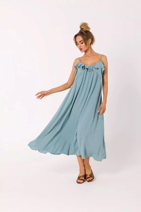 Sukienka maxi z falbankami (Niebieski, S)