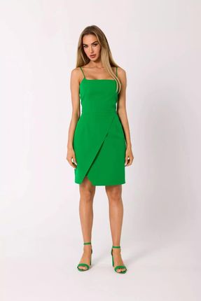 Sukienka mini z dołem na zakładkę (Zielony, M)