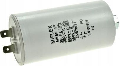 Miflex Kondensator Rozruchowy Silnikowy 25Uf 450V Konekt MKSP5P25450
