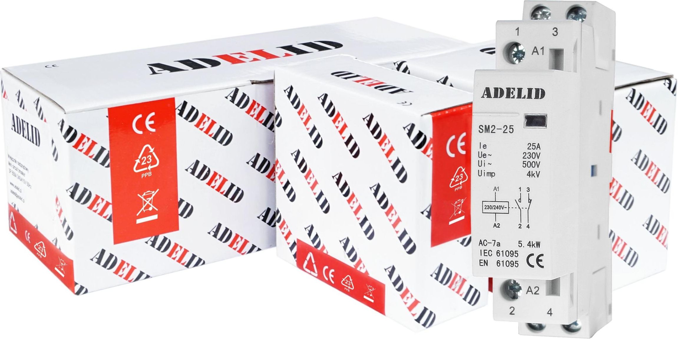 ADELID SLC-1 3211P7 Leistungsschütz 32 A / 15 KW – 1NO 1NC, 230 V Spule, AC3 380/400 V, Für Heizung, Pumpen & Lüftung