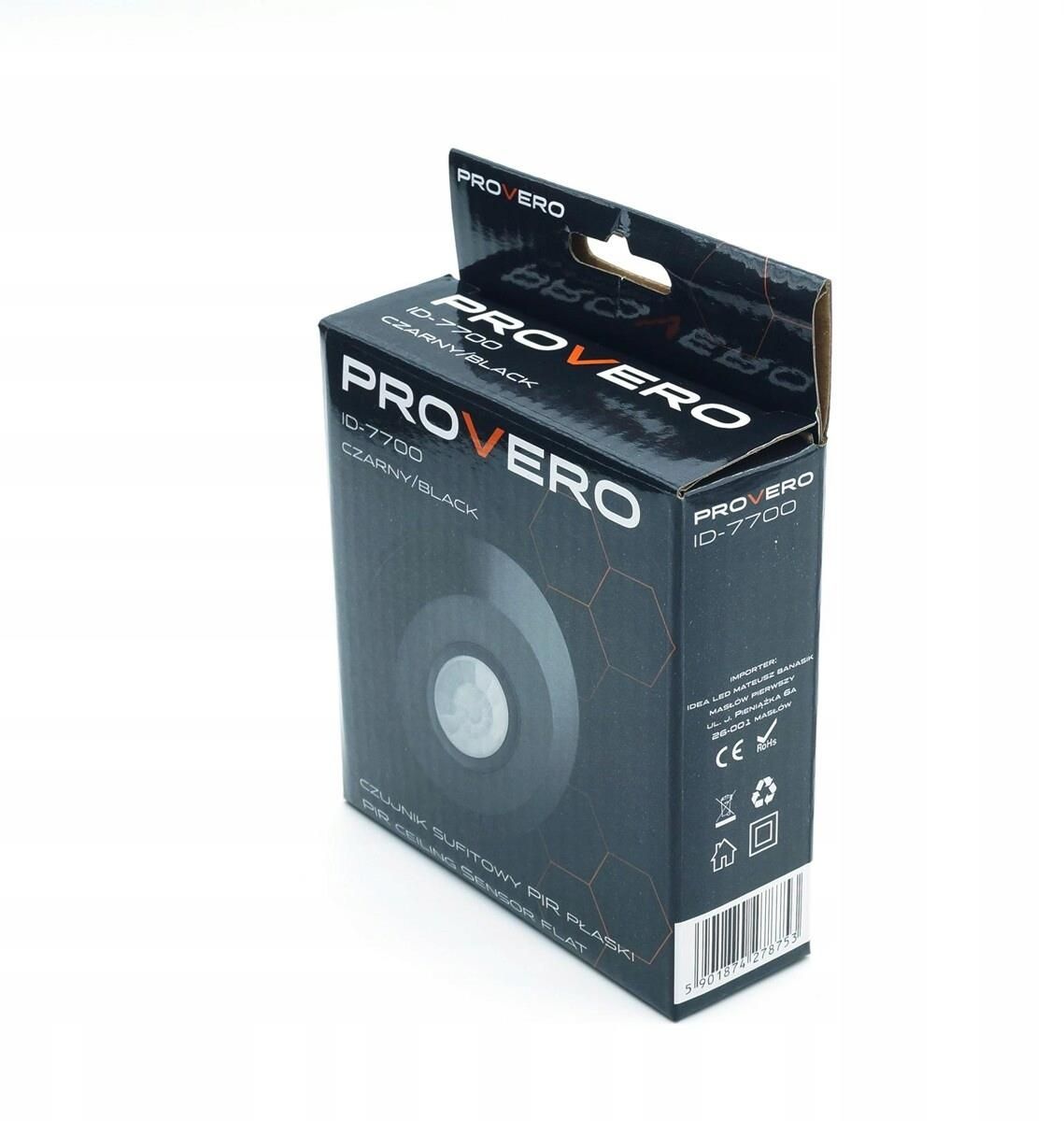 Provero Provero Czujnik Ruchu 360° Sufitowy Płaski Ip20 Czarny Pir Id7700 ...