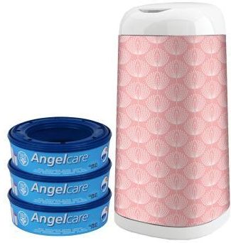 Angelcare Pojemnik Kosz Dress Up Na Brudne Zużyte Pieluchy + Rękaw Różowy + 3 Wkłady