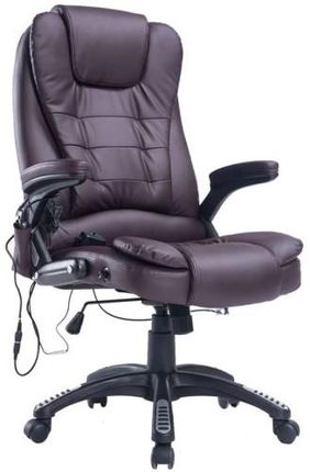 Fotel biurowy skóra eko z masażem brązowy