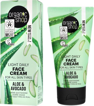 Krem Eurobiolab Organic Shop Lekki Do Każdego Typu Cery Aloe Avocado na dzień 50ml
