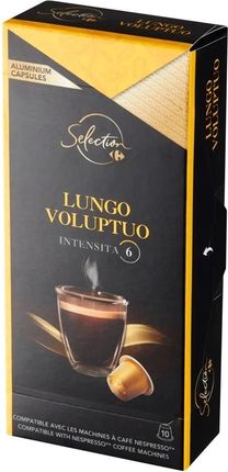 Carrefour Selection Lungo Voluptuo Kapsułki z kawą mieloną 52 g (10 sztuk)