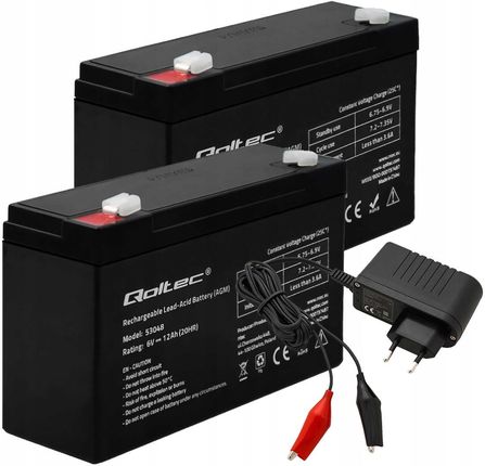 Qoltec Akumulator Agm Ups Alarm 2x 6V 12Ah Ładowarka (2X53048ŁAD)