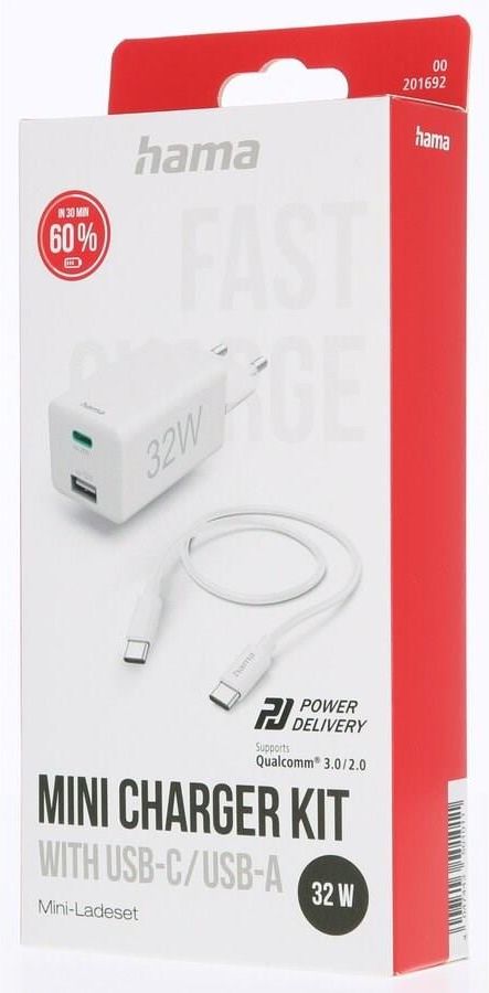 Caricatore Auto Hama 30W Con 2 Porte USB-C PD/QC E USB-A, Confezione Da 36 Pezzi