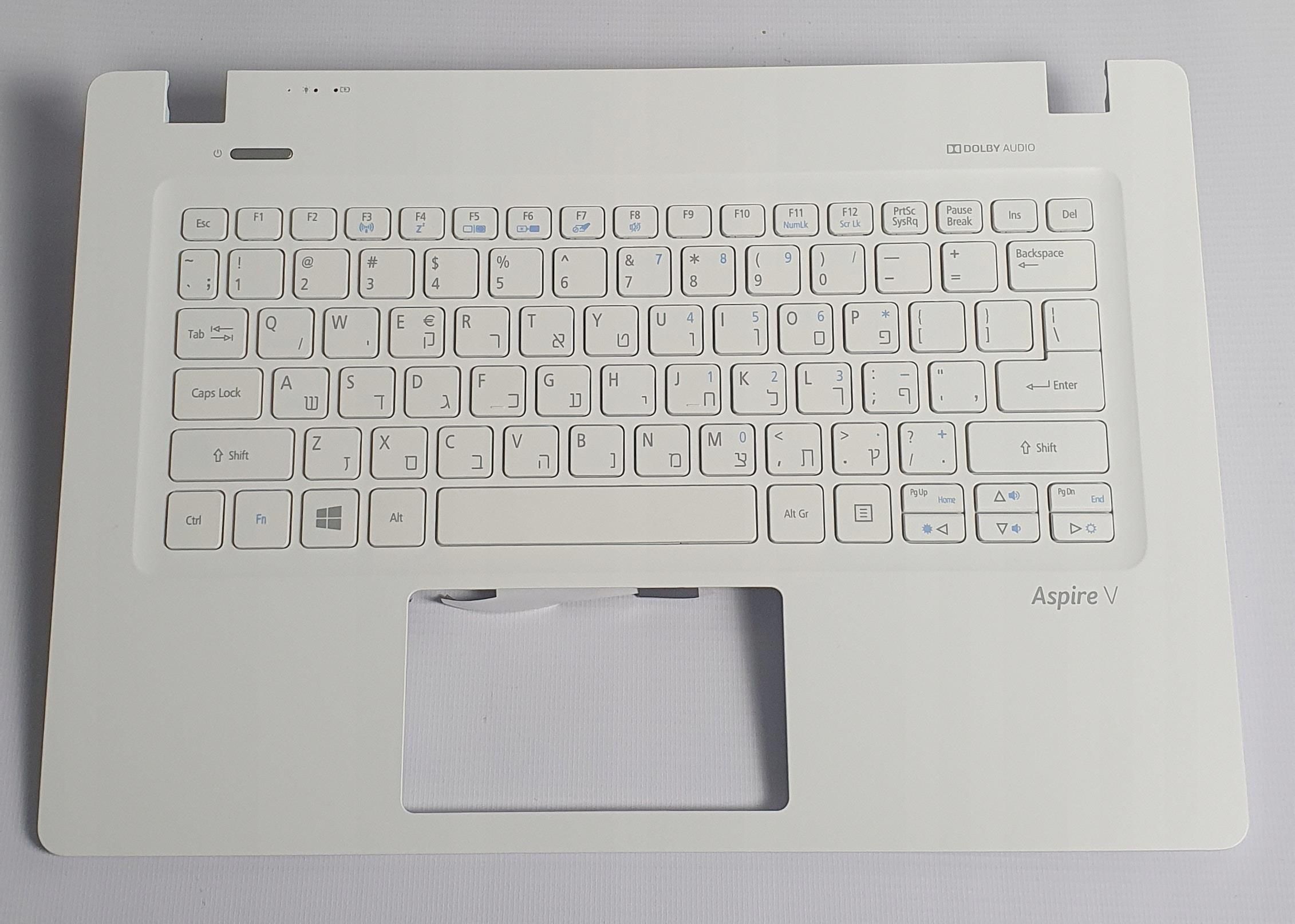 Clavier AZERTY Belge Acer Aspire V3-372T - Blanc, Filaire, Référence 6B.G7AN1.004