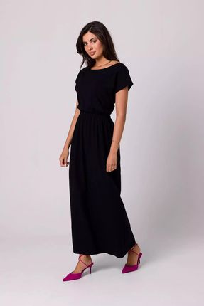 Sukienka maxi z opadającym dekoltem (Czarny, XL)