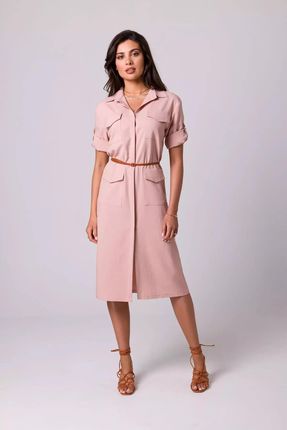 Sukienka w stylu safari (Różowy, XL)