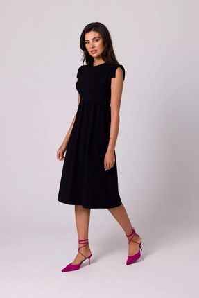 Sukienka bawełniana casual z wyższym stanem (Czarny, XL)