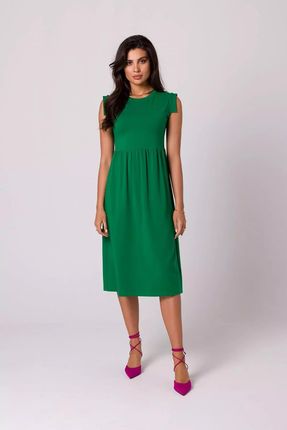 Sukienka bawełniana casual z wyższym stanem (Zielony, S)