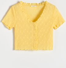 Reserved - Bluzka z tłoczonym wzorem - Żółty