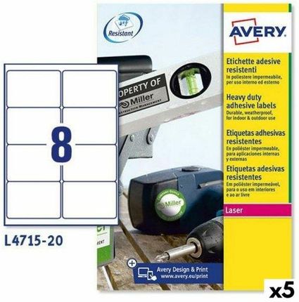 Avery Etykiety Do Drukarki L4515 99 1x67 7mm Biały 20 Kartki (5 Sztuk)