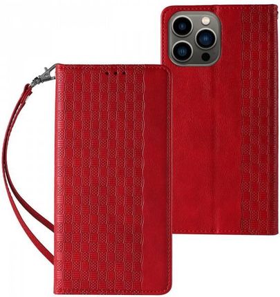 Hurtel Magnet Strap Case Etui Iphone 14 Pro Max Pokrowiec Z Klapką Portfel Mini Smycz Podstawka Czerwone
