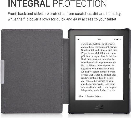 Kwmobile Coque Liseuse Kobo Aura H2O Edition 2 - Étui à Rabat Tissu Gris Clair Avec Fermeture Magnétique