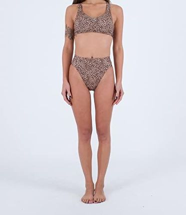 Hurley Damskie majtki bikini z wysokim stanem - MAX Leopard Moderate Tab Side