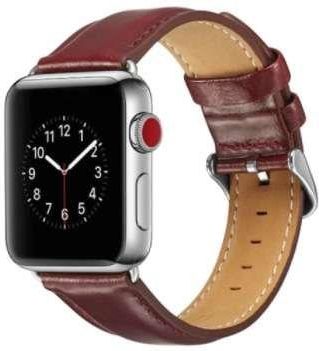 Opaska Pasek Bransoletka Genue Leather Apple Watch 1/2/3/4/5/6/7/8/Ultra/Se 42/44/45/49Mm Bordowa