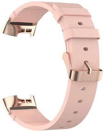 Opaska Pasek Bransoleta Leather Fitbit Charge 3 / 4 Różowa