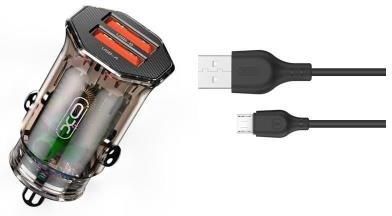 Xo Clear samochodowa CC49 2x USB 2,4A dymiona + kabel microUSB (8_2292949)