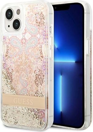 Guess Liquid Glitter Paisley - Etui Iphone 14 Plus (Złoty)