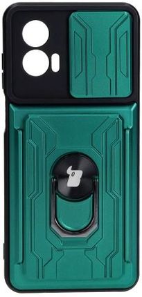 Bizon Etui Case Camshield Card Slot Ring Do Motorola Moto G73 5G Zielone