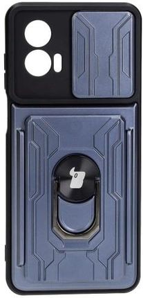 Bizon Etui Case Camshield Card Slot Ring Do Motorola Moto G73 5G Szare