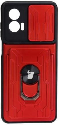 Bizon Etui Case Camshield Card Slot Ring Do Motorola Moto G73 5G Czerwone