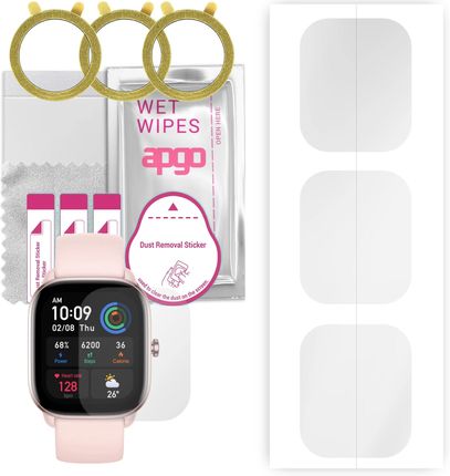Apgo 3x Folia hydrożelowa do Amazfit GTS 4 Mini - Smartwatch Hydrogel Protection Ochrona na ekran smartwatcha