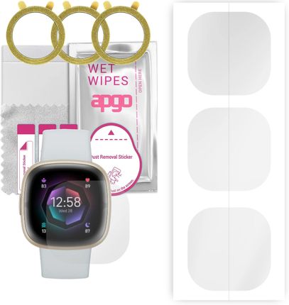 Apgo 3x Folia hydrożelowa do Fitbit Sense 2 - Smartwatch Hydrogel Protection Ochrona na ekran smartwatcha