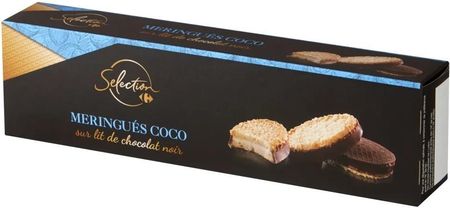 Carrefour Selection Ciasteczka bezowe z wiórkami kokosowymi polane czekoladą 100 g