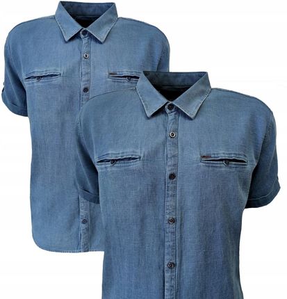 Koszula męska imitacja jeans blue BAGARDA 6XL