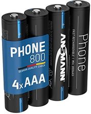 Ansmann Akumulator do telefonu AAA 800 mAh NiMH 1,2 V – Phone DECT Micro AAA baterie do ponownego ładowania o niskim samorozładowaniu, idealny do tele