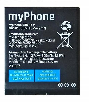 Myphone Oryginalna bateria do Rumba 2 BS-35 800mAh