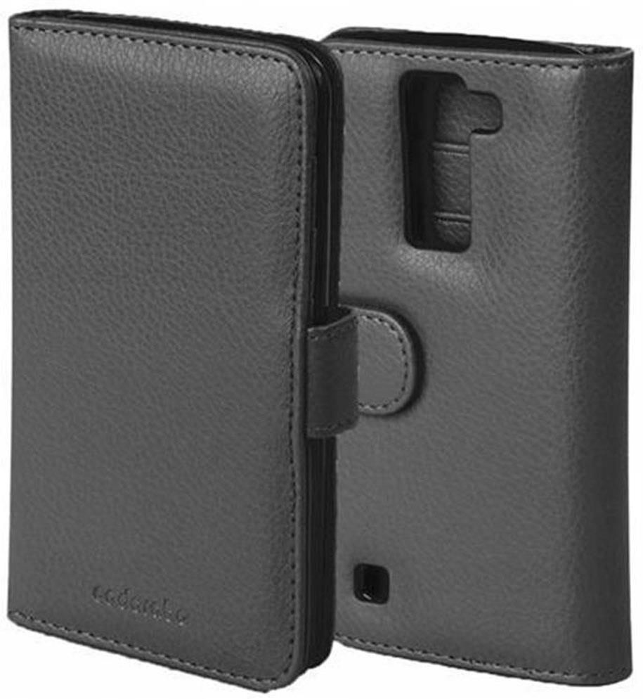 Cadorabo Custodia Libro per LG K10 2016 in NERO COMETA - con Funzione Stand e Chiusura Magnetica - Portafoglio Cover Case Wallet Book Etui Protezione