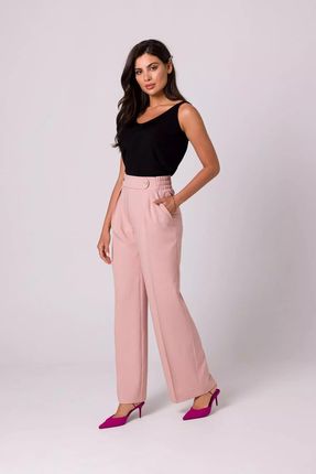 Luźne spodnie z wysokim stanem (Różowy, XL)