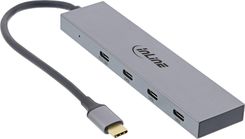 Inline HUB USB 3.2 Gen.2 Hub, Type-C to 4 Port (1 power through up 100W), OTG, aluminum housing, szary (35392B)
