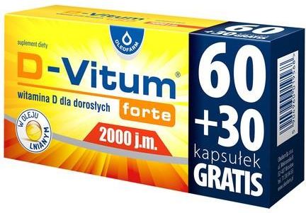 Oleofarm D-Vitum Forte 2000 J.M. Witamina D Dla Dorosłych 90kaps (60 + 30 kaps)