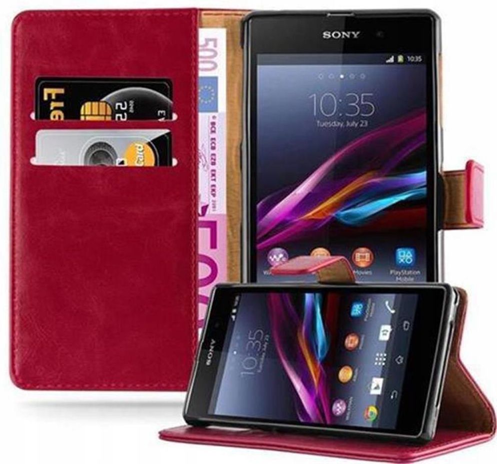 Cadorabo Custodia Libro per Sony Xperia Z1 in Rosso Mela