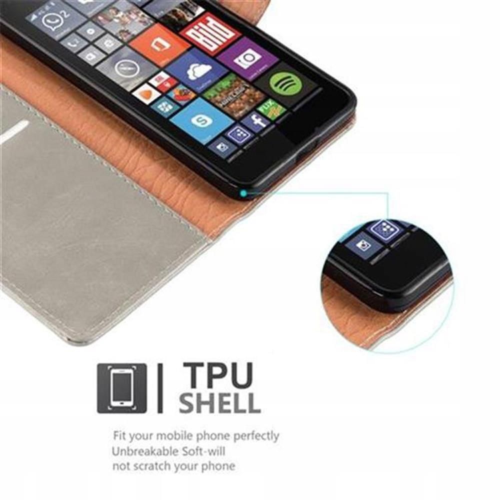 Cadorabo Custodia A Libro Per Nokia Lumia 640 XL – Pelle Finta Marrone Caffè Con Chiusura Magnetica E Apertura 360°
