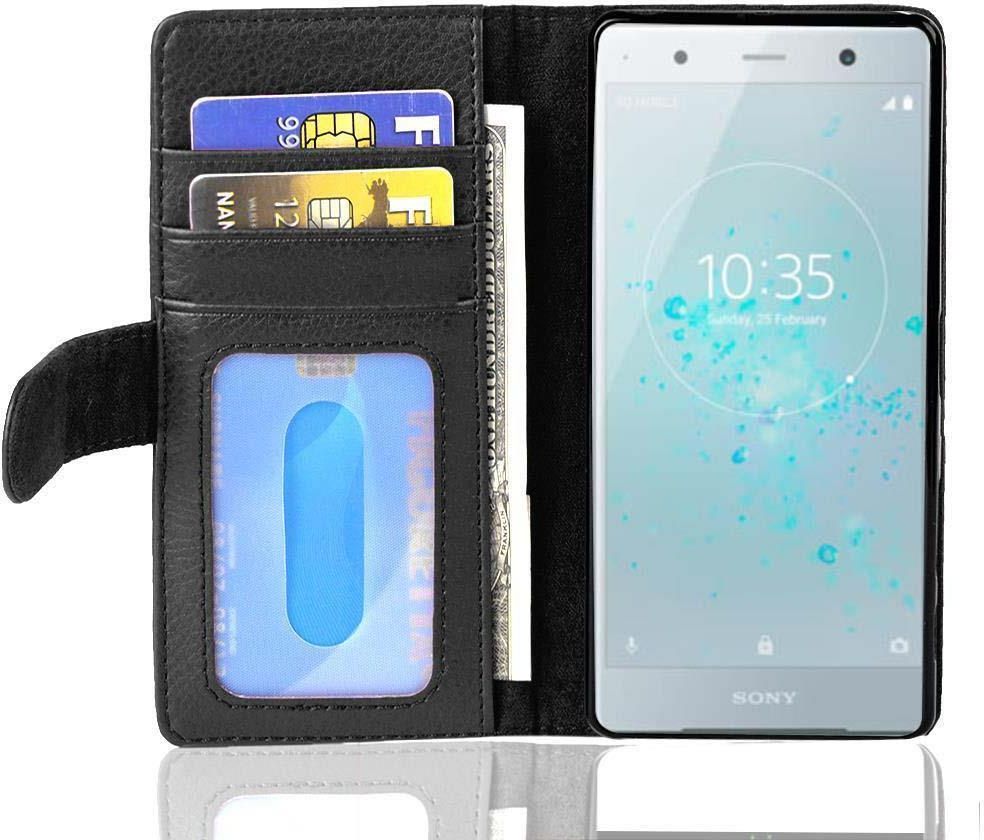 Étui à Clapet Pour Sony Xperia XZ2 - Coque Livre Avec Compartiment Cartes, Charge Sans Fil Compatible, Noir