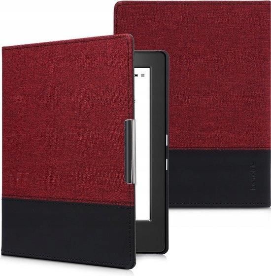 Kwmobile Custodia In Denim Rosso Per Kobo Aura H2O Edition 1 – Cover Flip Con Chiusura Magnetica E Sportelletto Salva Schermo