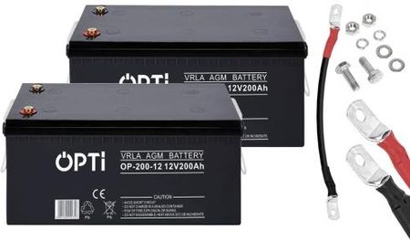 2x Akumulator Volt OPTI VRLA AGM 12V 200 Ah + przewód do łączenia 3SPZC21726 12V/24V