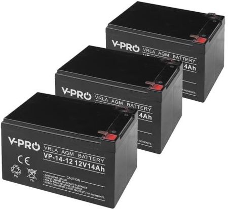 3x Akumulator Volt VPRO VRLA AGM 12V 14Ah 12V/24V/36V