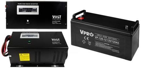Zasilacz awaryjny Volt Sinus Pro 2400 W 2400VA/1600W + akumulator Volt VPRO VRLA AGM 12V 120Ah