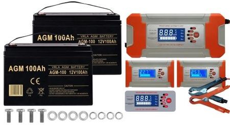 Zestaw 2x akumulator Volt VRLA AGM 12V 100Ah + prostownik COMPACT 10A